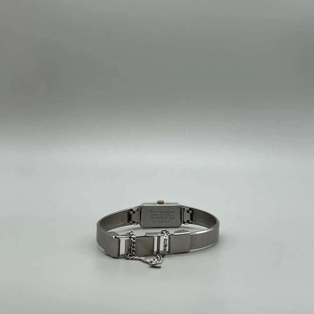 Pulsar Womens Watch 12mm Two Tone Stainless Bangle V220-5020 New Battery 5.75